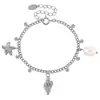 Moda Europeia e Americana Ins Estilo de Férias Série Oceano Concha Caramujo Estrela-do-mar Pulseira de Aço Inoxidável Pulseiras Empilhadas para Mulheres