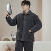 [Pijamas gruesos] Pijamas de forro polar de coral para hombre otoño e invierno Nuevo forro polar grueso cálido acolchado de tres capas