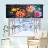 1 pieza cortina corta floral multicolor cortina de cocina media cortina transfronteriza decoración de ventana pequeña de Navidad poliéster algodón