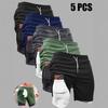 Pacote com Cinco Calções de Corrida Masculinos de Verão Esportivos Casuais Largos Camada Dupla plus size Basquete Fitness Shorts Largos