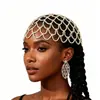 Sombreros de venta cruzada más vendidos, populares en Europa y América, accesorios de sombrero de malla multicapa con pedrería brillante para bodas de novia