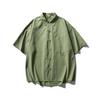 Ropa Vintage 25 Verano Estilo Japonés Marca Trendy Outdoor Casual Color Sólido Simple Camisa Manga Corta Camisa Unisex para Hombre y Mujer