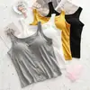 Camisola de modal para mujer, fina y versátil, con copas incorporadas, top corto tipo tubo cruzado