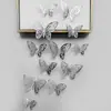 Decoración de mariposa de papel con simulación tridimensional 3D, accesorios de joyería de mariposa hueca tridimensional con textura metálica, pegatinas de pared para el hogar al por mayor