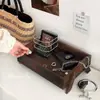 Caixa Organizadora de Mesa com Textura de Madeira Maciça Eleva o Estilo Bancada de Banheiro Armazenamento de Cosméticos para Mesa Dropshipping