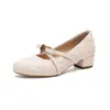 Sapatos Mary Jane Weimei Girl 6221-2 Camélia de Salto Grosso para Mulheres Estilo Francês Uma Tira Laço Sapatos de Salto Alto