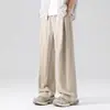 Pantalones casuales para hombre para comercio exterior, pantalones de seda helada, nuevo estilo de verano, corte ajustado, versátiles, modernos, corte recto, elásticos, pantalones finos de vestir