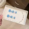 Llegada Nueva de Verano Uñas Cortas Azules de Mariposa de Gama Alta Usables Blanqueamiento Diario Fresco Estilo Girly Pegatinas para Uñas
