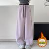 Calças de Lã para Meninas 2025 Novas Calças de Moletom Infantis Outono e Inverno com Lã Integrada de Perna Reta Crianças Maiores Calças de Lã Grossa de Inverno de Perna Larga