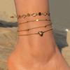 Joyería coreana europea y americana transfronteriza venta caliente personalidad retro amor mariposa cadena de perlas tobillera multicapa conjunto de joyería