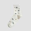 Calcetines Zhuji Calcetines de Boca de Burbuja para Mujer, Media Pantorrilla, Estilo Delgado de Verano, Combinación de Colores Clásica Blanco y Negro, Transpirables de Malla, Calcetines para Mujer con Lindo Diseño de Perro