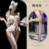 Fragancia Nocturna Ropa Interior Tallas Grandes Body Sexy Bordado de Encaje Hueco Sin Entrepierna Camisón Caliente para Busto Pequeño Push-Up