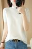 Camiseta Retro Nicho de Cuello Alto Corta de Manga Corta para Mujer Otoño e Invierno Nuevo Estilo Tejido Slim Camiseta Base Diseño Directamente del Fabricante