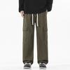 LKTM de Hombre# Marca Japonesa de Moda Monos de Color Sólido Multibolsillos Pantalones Casuales Retro Holgados Rectos de Pierna Ancha para Hombre