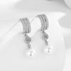 Aretes de Borla Larga Super Brillantes de Perlas para Mujer, Lujo Accesible, Aretes de Zirconia de Alta Gama, Aretes de Diseño Estilo Hong Kong, Aretes