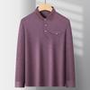 Camiseta de manga larga con solapa de negocios de moda para hombre, camisa POLO informal holgada de mediana edad, color sólido, ropa de primavera y otoño para padre, generación de cabello
