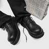 Primavera 2024 couro genuíno nicho cabeça grande Derby masculino novo casual sapatos de couro sola grossa preto escuro britânico sapatos para aumentar a altura