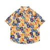 Camisa azul ligera de verano con cuello cubano para vacaciones en la playa para hombres y mujeres, corte holgado moderno, talla grande, camisa hawaiana de manga corta
