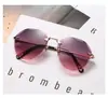 Gafas de Sol Poligonales Transfronterizas para Mujeres con Caras Grandes, Película Marina Douyin, Gafas de Sol sin Montura de Celebridad de Internet, Gafas de Sol sin Montura con Borde Cortado