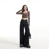 Jeans de Pierna Ancha Sueltos Color Azul Tannin para Mujer Otoño 2024 Nuevos Elásticos Adelgazantes Diseño Perezoso Pantalones de Mopa