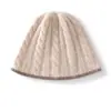 Ribete de encaje, bloques de color, gorro de pescador tejido, nuevo estilo otoño/invierno, tejido de cachemira, cálido, de copa redonda, sombrero de moda coreano