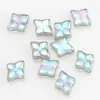 Colgante de cristal de flor de diamante con agujero recto de 10 mm para joyería hecha a mano DIY, accesorios decorativos, cuentas cuadradas con agujero, accesorios