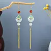 Nueva Colección de Pendientes de Estilo Chino Antiguo para Mujer, Accesorios para Hanfu, Cheongsam, Falda Mamian, Pendientes Largos con Borlas, Venta al por Mayor