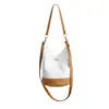 Bolsa Feminina Transfronteiriça 2023 Nova da Coreia do Sul Bolsa de Lona Feminina Bolsa de Ombro Único Estilo Balde Costura Artística Fashion Cor Sólida Bolsa Transversal