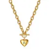 Collar con Colgante de Corazón Grabado con Láser de Números Romanos en Oro de 18 Quilates, Transfronterizo Europeo y Americano, Superventas, Acero Inoxidable, Venta al por Mayor para Mujeres