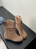Botines Retro de Cuero Genuino con Plataforma Interior Estilo Coreano con Mangas Plisadas para Mujer en Otoño e Invierno, Elegantes Botines Cortos Ajustados Birkenstock para Ropa Exterior