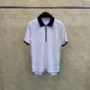 Direto da Fábrica TB Tom Verão Nova Cor Contraste Líder Batom Zíper Branco Azul Camisa Polo Manga Curta