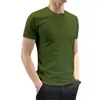 Exclusivo fabricante transfronterizo al por mayor camiseta de verano fina ajustada de manga corta para hombre cuello redondo color liso capa base transpirable rápida