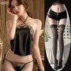 Banda para el Vientre de Lencería Erótica Transfronteriza Sexy Satín Retro Encaje Tentación Apasionada Pijama para Mujer con Cordones Talla Extra Ropa de Uniforme