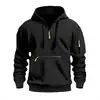 Sudadera con capucha para hombre 2025 Transfronteriza Cremallera Múltiples Bolsillos Sudadera de Estilo Pulóver Casual Sudadera con Capucha Media Cremallera para Hombre