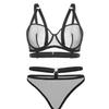 Lencería sexy sexy sujetador transparente tentación Encaje rojo europeo y americano de malla cruzada transfronterizo sujetador caliente para mujer