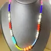 Colar boêmio pequeno fresco feito à mão com miçangas mistas coloridas, moda temperamento, moda feminina, bijuteria da moda
