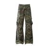 Magic Bear Marca Trendy 2026 Novo High Street Retrô Americano Rasgado Personalidade Vibe Camuflagem Roupa de Trabalho Calças Casuais com Leve Flare
