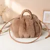 Bolso Nuevo de Peluche, Piel Sintética de Conejo, Lindo Bolso de Calabaza, Bolso de Mano para Mujer, Bolso Cruzado de Hombro Estilo Nube Otoño e Invierno