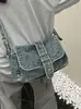 Yuezi 2026 Verano Nuevo Diseño Bolsa para Motocicleta Retro Moderna Chica Popular Bolso de Axila Moda Versátil Mezclilla Bolso Cruzado