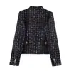Blazer Feminino Elegante Estilo Europeu e Americano Transfronteiriço Z Nova Moda 2026 Textura Metálica Gola Alta 2293650