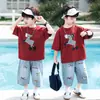 Traje de Manga Corta para Niños Verano 2026 Estilo Nuevo Conjunto de Dos Piezas de Shorts de Mezclilla para Bebé Ropa Fresca de Verano para Niños