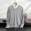 Suéter de Lana Manga Larga Jersey Casual de Negocios Montaña Suéter Holgado Suéter de Cachemira Cuello de Hombre Ropa Interior de Punto Nueva Otoño e Invierno
