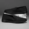 Zapatos sin cordones para hombres de mediana edad y ancianos, Ligeros y transpirables de punto volador, Zapatos de tela del viejo Pekín, Zapatos deportivos transpirables
