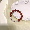 Pulseira Ruofei com Toque de Luxo, Contas de Pérola Barroca Vermelha para o Ano de Nascimento, Pulseira de Ano Novo