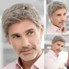 Comercio exterior peluca europea y americana para hombre guapo esponjosa pelo corto peluca gris fibra química gorro al por mayor pelucas de hombre