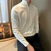 Suéter de punto con media cremallera para hombre, otoño e invierno, nueva tendencia de moda, top casual de manga larga de alta gama, versátil