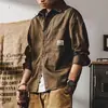 Camisa de Trabalho Masculina Manga Longa Outono Bonita Estilo Japonês Estilo de Hong Kong Lavada Tendência Marca Tendência Jaqueta Casual Estilo Primavera e Outono para Meninos