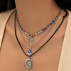 Joyería Transfronteriza Europea y Americana Cadena para Clavícula Imitación Turquesa Retro Collar de Perlas de Nicho Traje Collar Étnico de Cactus