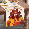 Bandera de Mesa Popular de Otoño para Acción de Gracias Temu Estampado de Pavo Calabaza Material de Lino Decoración de Mesa de Otoño Mantel