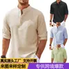 Camisa de Manga Larga con Cuello Alto de Botones a Cuadros de Piña para Hombre Europea y Americana 2023 Camisa Casual para Hombre Venta al por Mayor